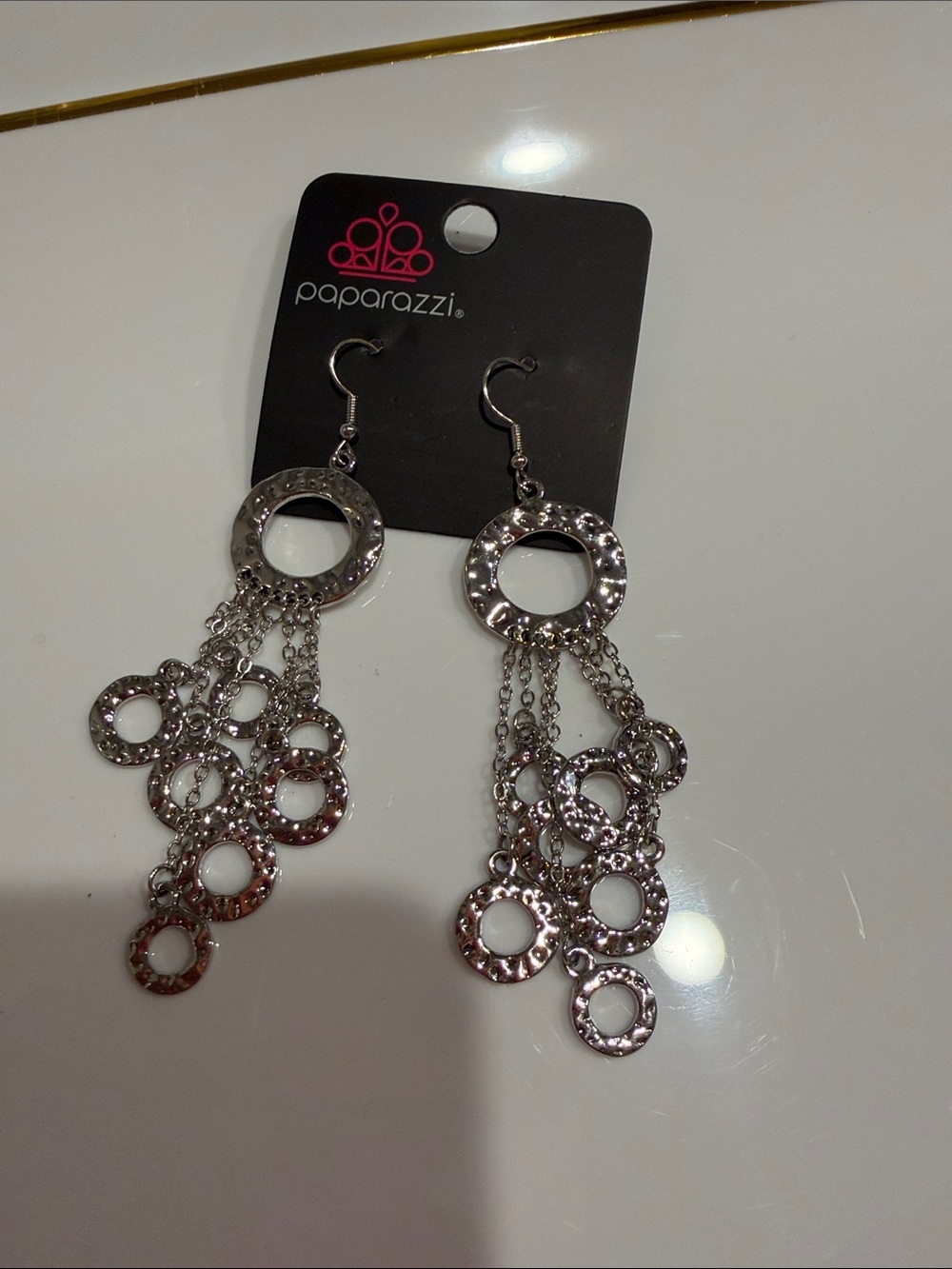paparazzi Silver Multi-Ring Cascade Dangle Earrings